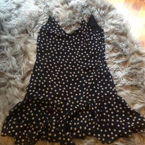 Zara Basic Navy Polka Dot Dress